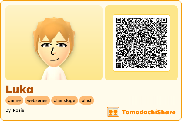 Luka, a male Mii  with tags: anime, webseries, alienstage, alnst