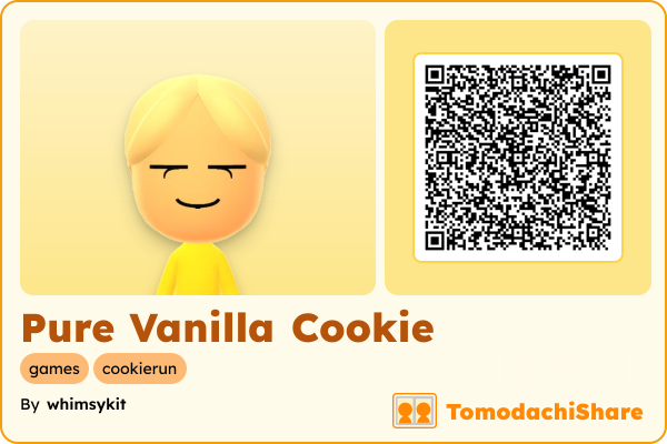 Pure Vanilla Cookie, a male Mii  with tags: games, cookierun