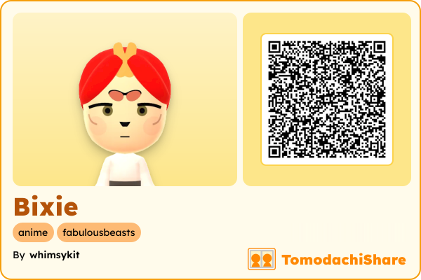 Bixie, a male Mii  with tags: anime, fabulousbeasts