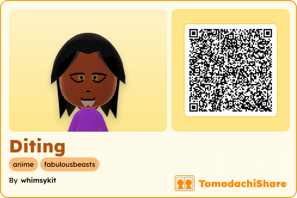 Diting, a male Mii  with tags: anime, fabulousbeasts