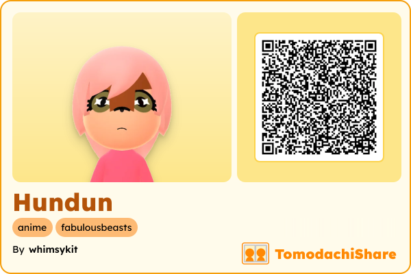 Hundun, a female Mii  with tags: anime, fabulousbeasts