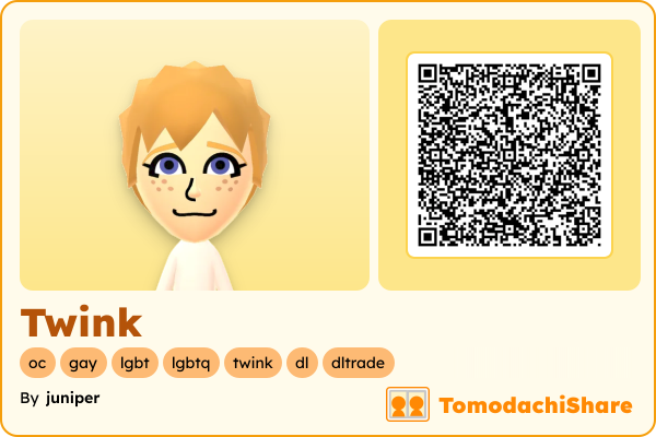 Twink, a male Mii  with tags: oc, gay, lgbt, lgbtq, twink, dl, dltrade