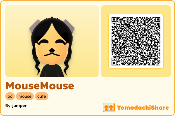 MouseMouse, a female Mii  with tags: oc, mouse, cute
