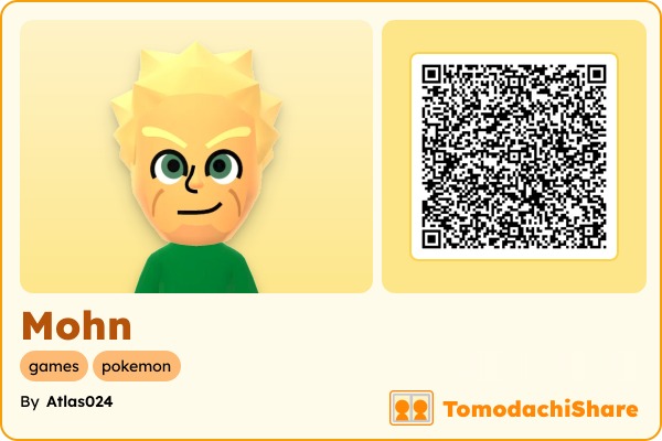 Mohn, a male Mii  with tags: games, pokemon