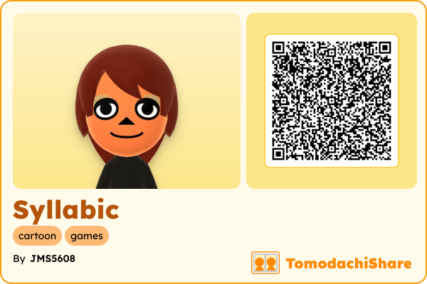 Syllabic, a female Mii  with tags: cartoon, games
