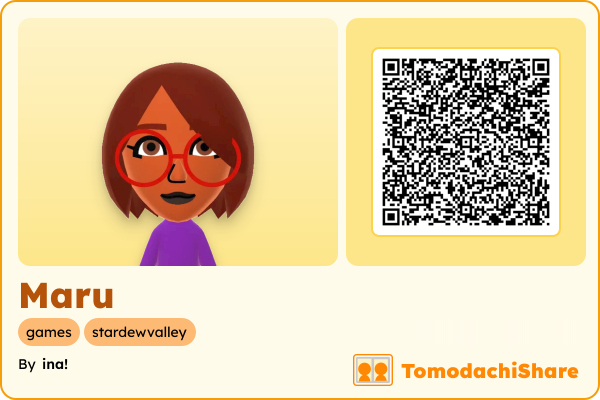Maru, a female Mii  with tags: games, stardewvalley