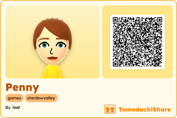 Penny, a female Mii  with tags: games, stardewvalley
