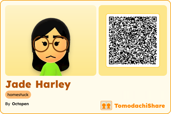 Jade Harley, a female Mii  with tags: homestuck