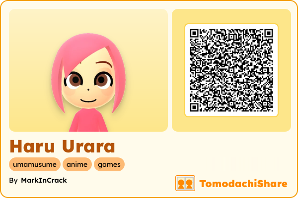 Haru Urara, a female Mii  with tags: umamusume, anime, games