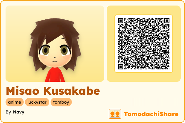 Misao Kusakabe, a female Mii  with tags: anime, luckystar, tomboy