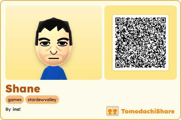 Shane, a male Mii  with tags: games, stardewvalley