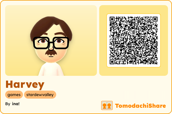 Harvey, a male Mii  with tags: games, stardewvalley