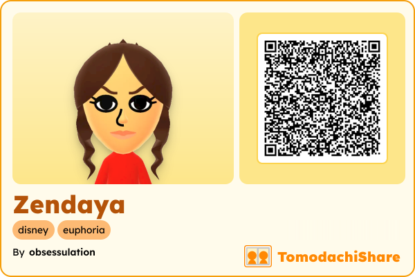 Zendaya, a female Mii  with tags: disney, euphoria