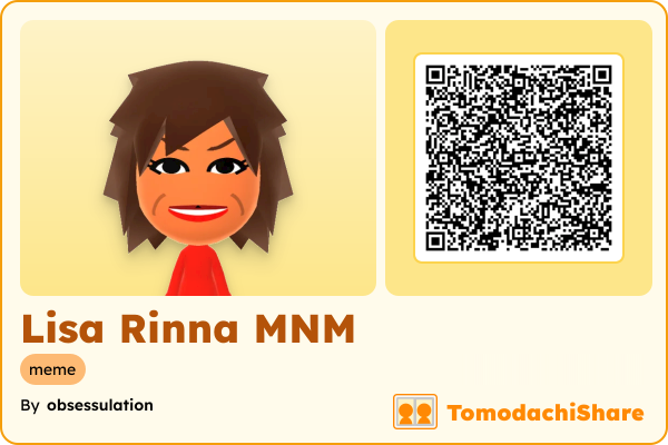 Lisa Rinna MNM, a female Mii  with tags: meme