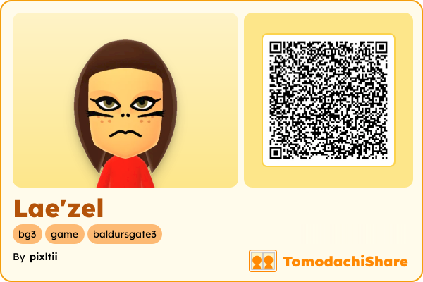 Lae'zel, a female Mii  with tags: bg3, game, baldursgate3
