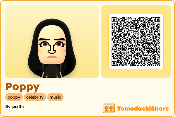 Poppy, a female Mii  with tags: poppy, celebrity, music