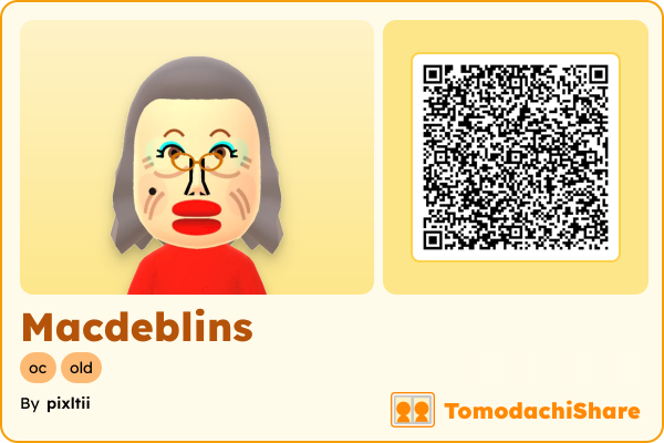 Macdeblins, a female Mii  with tags: oc, old
