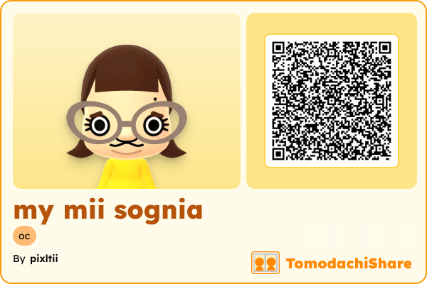 my mii sognia, a female Mii  with tags: oc