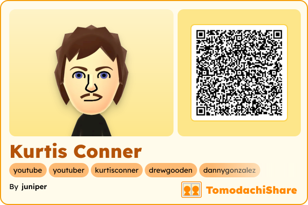 Kurtis Conner, a male Mii  with tags: youtube, youtuber, kurtisconner, drewgooden, dannygonzalez