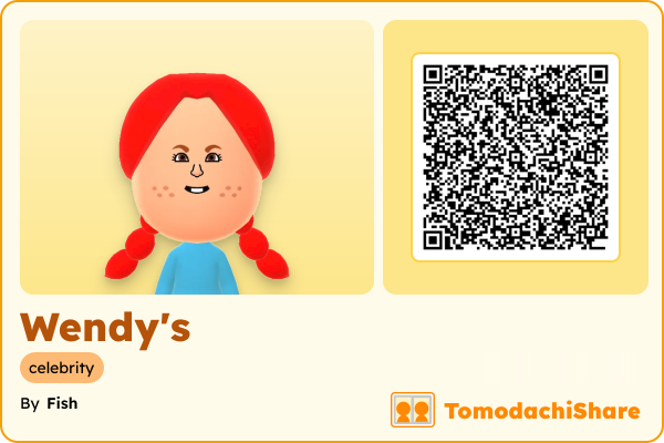 Wendy's, a female Mii  with tags: celebrity, oc