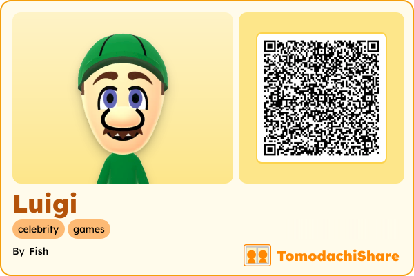 Luigi, a male Mii  with tags: celebrity, games