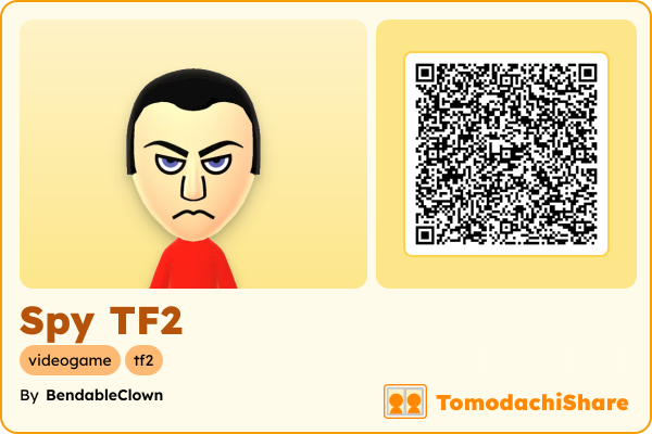 Spy TF2, a male Mii  with tags: videogame, tf2