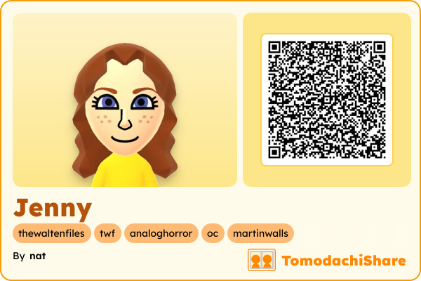 Jenny, a male Mii  with tags: thewaltenfiles, twf, analoghorror, oc, martinwalls