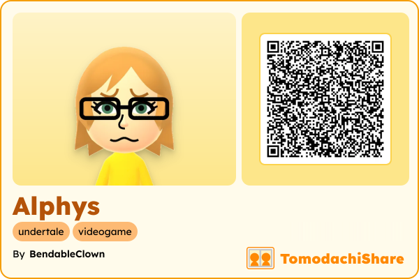 Alphys, a male Mii  with tags: undertale, videogame