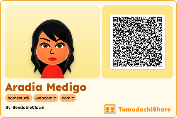 Aradia Medigo, a female Mii  with tags: homestuck, webcomic, comic