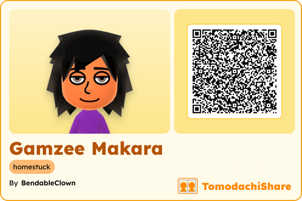 Gamzee Makara, a male Mii  with tags: homestuck