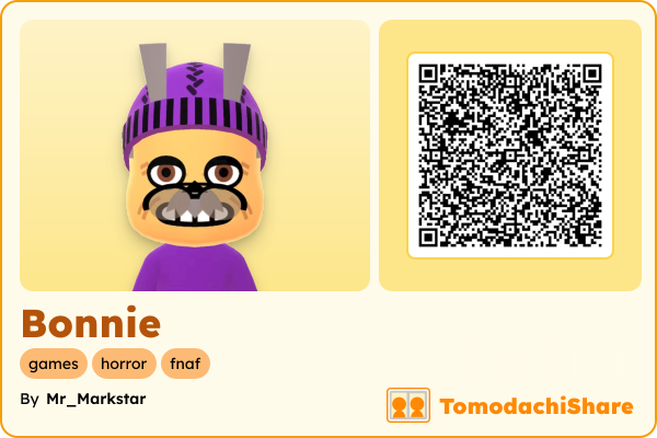 Bonnie, a male Mii  with tags: games, horror, fnaf