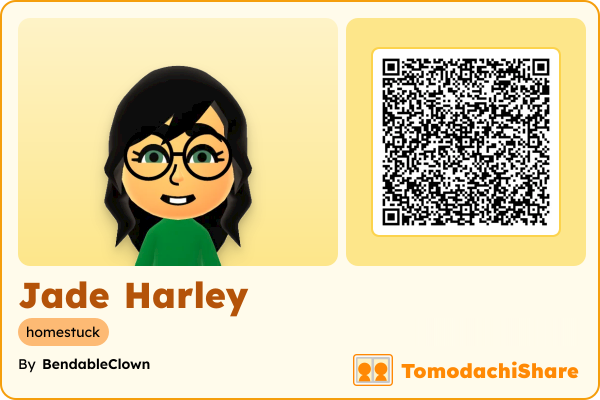 Jade Harley, a female Mii  with tags: homestuck