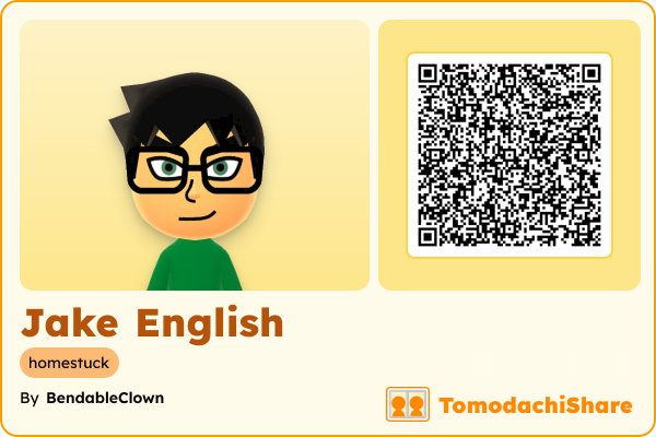 Jake English, a male Mii  with tags: homestuck