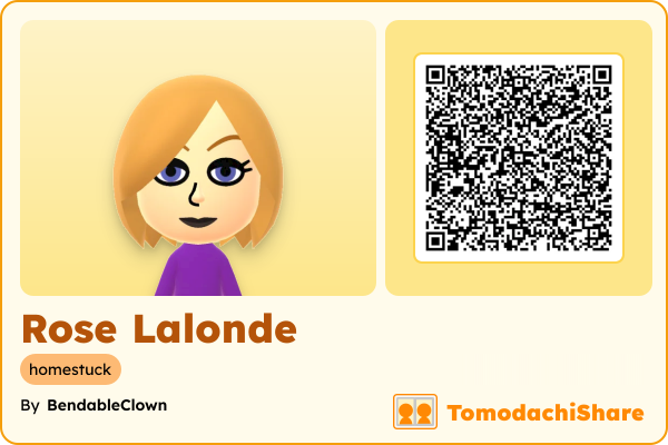 Rose Lalonde, a female Mii  with tags: homestuck