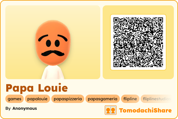 Papa Louie, a male Mii  with tags: games, papalouie, papaspizzeria, papasgameria, flipline, fliplinestudios, chef