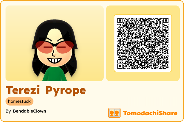 Terezi Pyrope, a female Mii  with tags: homestuck