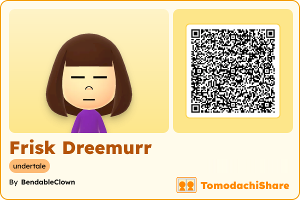 Frisk Dreemurr, a female Mii  with tags: undertale