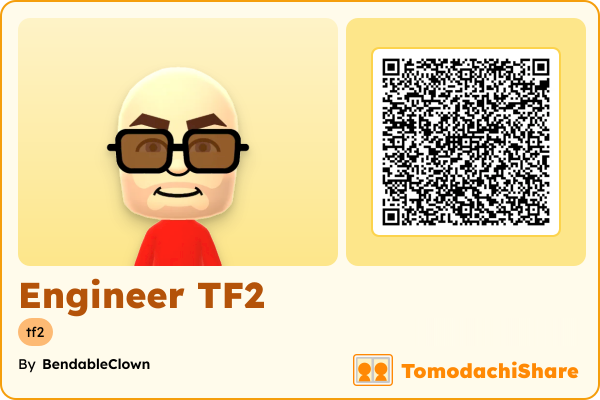 Engineer TF2, a male Mii  with tags: tf2