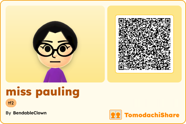 miss pauling, a female Mii  with tags: tf2