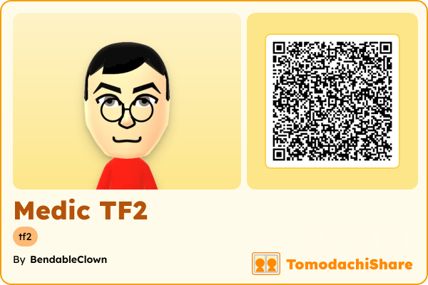 Medic TF2, a male Mii  with tags: tf2