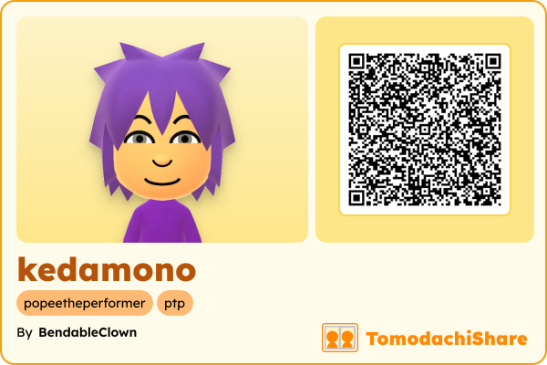 kedamono, a male Mii  with tags: popeetheperformer, ptp