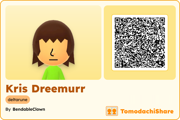 Kris Dreemurr, a male Mii  with tags: deltarune