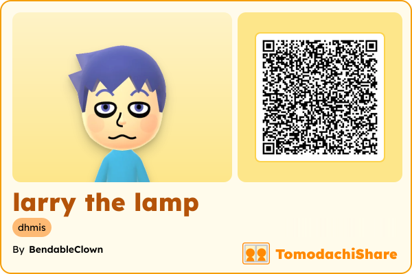 larry the lamp, a male Mii  with tags: dhmis