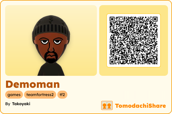 Demoman, a male Mii  with tags: games, teamfortress2, tf2