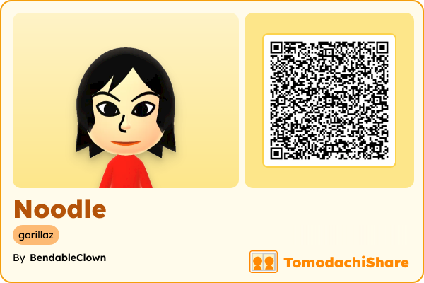 Noodle, a female Mii  with tags: gorillaz