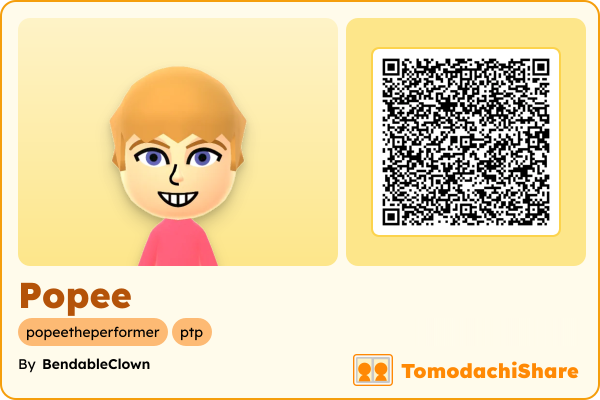 Popee, a male Mii  with tags: popeetheperformer, ptp