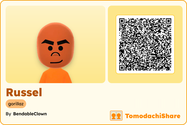 Russel, a male Mii  with tags: gorillaz