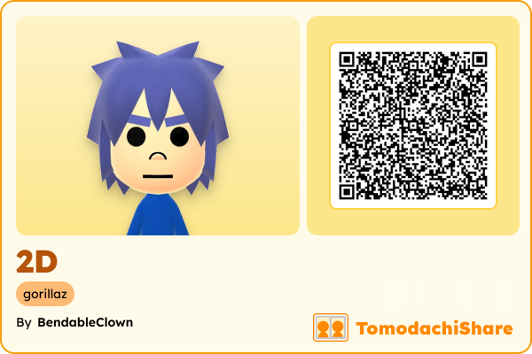 2D, a male Mii  with tags: gorillaz