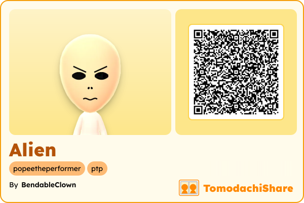 Alien, a female Mii  with tags: popeetheperformer, ptp