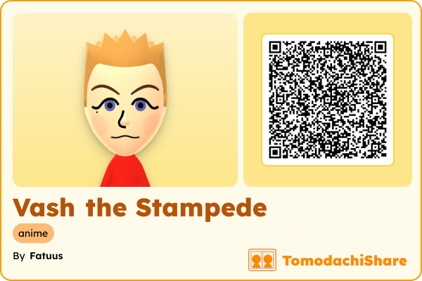 Vash the Stampede, a male Mii  with tags: anime